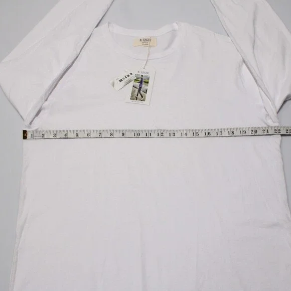M. Singer NWD Long Sleeve T-Shirt Size XL in Solid White 100% Cotton - Picture 4 of 10